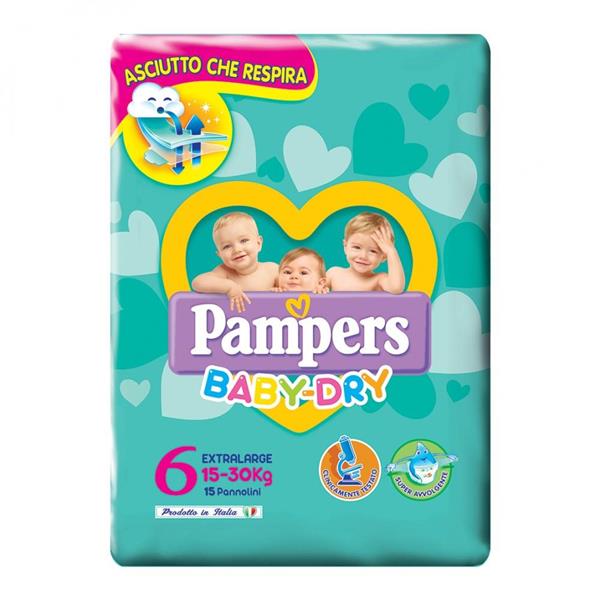 PAMPERS BABY DRY PANNOLINI 6 XL