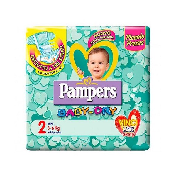 PAMPERS BABY DRY PANNOLINI 2 MINI