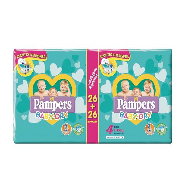 PAMPERS PANNOLINI BABY DRY PACCO TRIPLO TG 4 MAXI