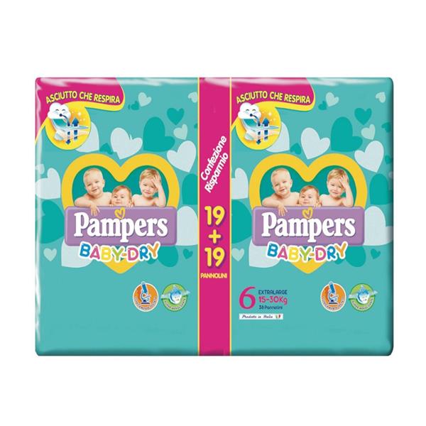 PAMPERS PANNOLINI BABY DRY PACCO TRIPLO TG 6 XL