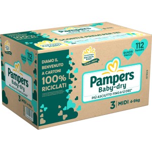 PAMPERS PANNOLINI BABY DRY PACCO TRIPLO TG3 MIDI