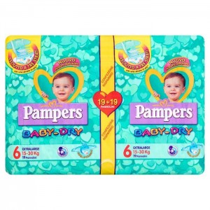 PAMPERS PANNOLINI BABY DRY PACCO TRIPLO TG 6 19+19