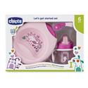CHICCO SET PAPPA SILICONE ROSA 6+