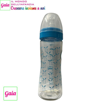 GAIA BIBERON VETRO 240ML AZZURRO 